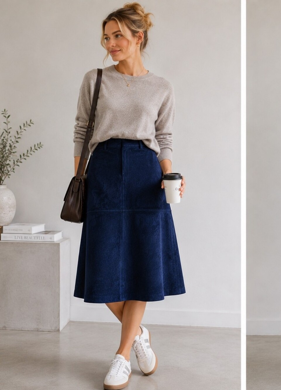 Zara FAUX SUEDE CAPE SKIRT (M)
